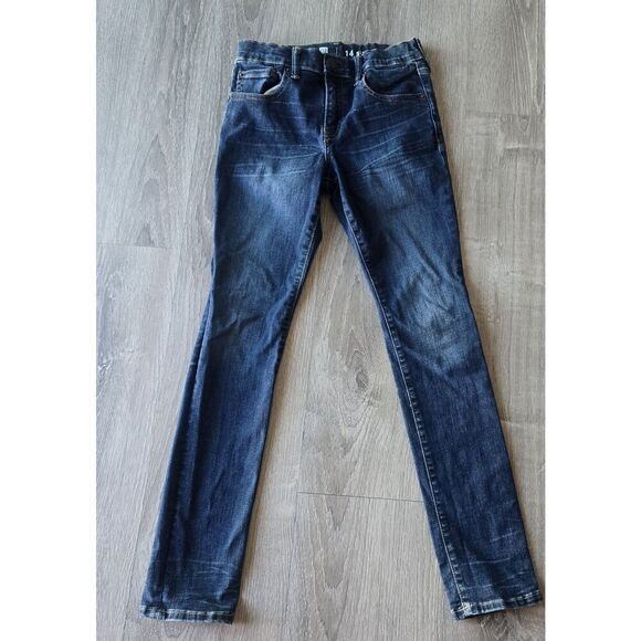 Gap Girl's Jeans Stretch Super Skinny Size 14 Medium Wash Adjustable Waist - Picture 1 of 8